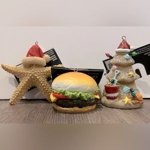 🍔🍔Margaritaville Themed Ornaments- RIP Jimmy Buffett- 3 Ornaments 🍔🍔- NWT